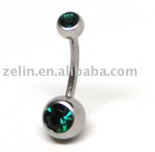 GREEN GEM NAVAL BELLY BUTTON RING 14G SURGICAL STEEL,navel belly ring,navel jewelry