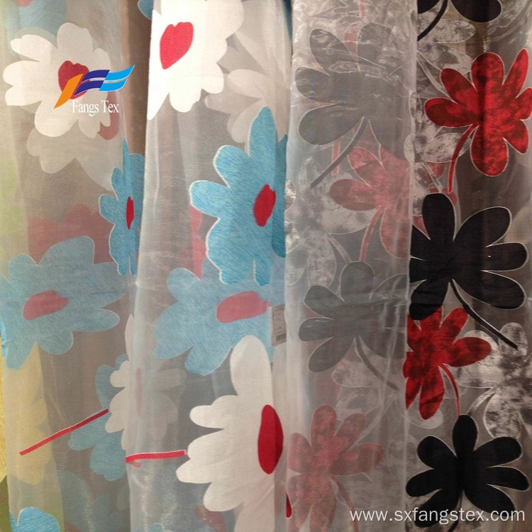 Wholesale Floral Embroidered Polyester Sheers Curtain Fabric