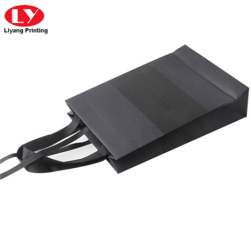 Black Branded Logo Paper Bag With Ribbon