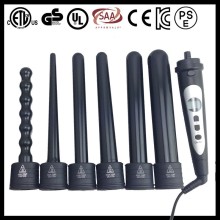 6 part Interchangeable Barrels twister curler Wand Clipless curling iron +Glove