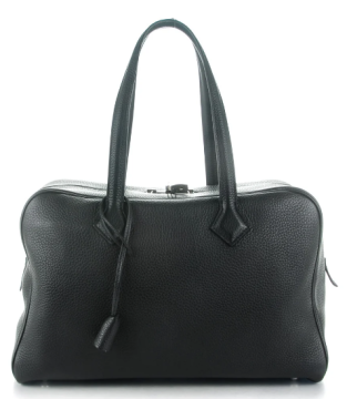 Solid black ribbed handbag