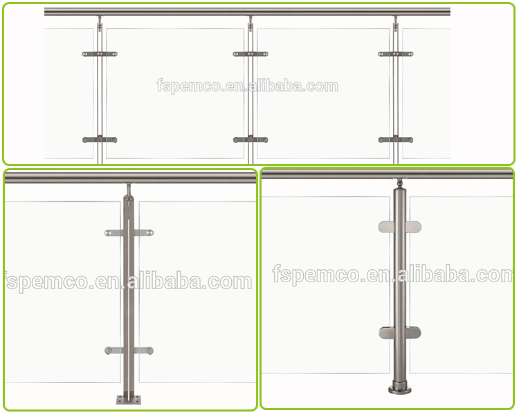 PEMCO Project Modern Design 304 stainless steel Model Interior Stair Tempered glass railing