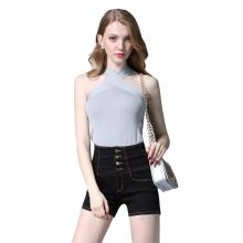 Young Ladies High Waist Skinny Mini Jeans Shorts