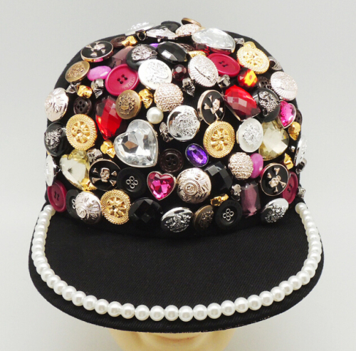 Beautiful buttons decorative flat brim caps