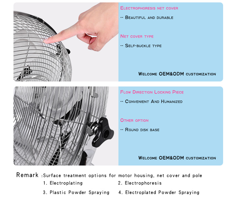 PKAD1 12 14 16 18 20" İnç Endüstriyel Güçlü Metal En İyi Zemin Ventilador Hava Sirkülatör Fanı