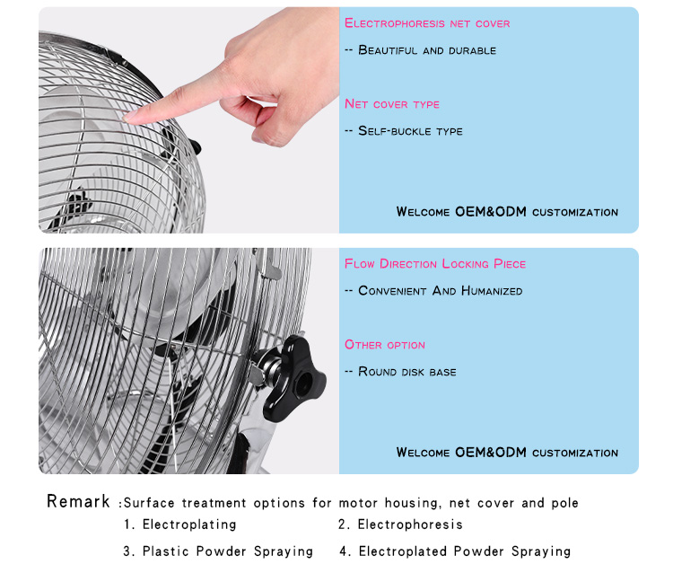 Kanasi OEM 12 14 16 18 20 " Inch High Velocity Industrial Floor Fan