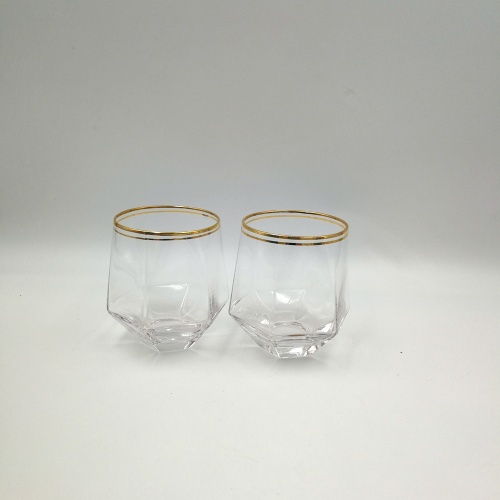 Gold rim GEO glass candle jar for sale