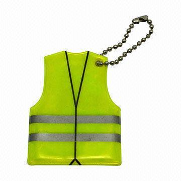 Reflective PVC keyring in safety vest shape