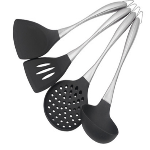 Utensili da cucina in silicone in acciaio inossidabile con pala in silicone 304