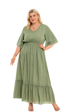 High quality V neck plus size Boho dress
