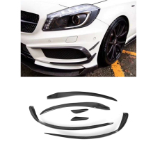 6/pcs Carbon fiber bumper canard splitter for Mercedes A class A45 Pre-LCI 2014-2015 W176 front side bumper W176 canard splitter