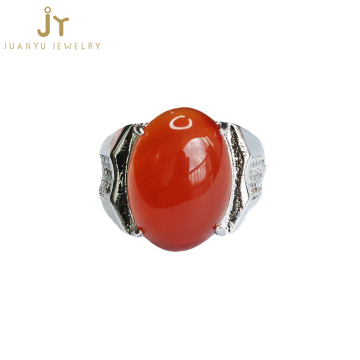 Vintage Inspired Natural Gemstone Rings: Agate, Chalcedony & More in Silver Plated Stainless Steel