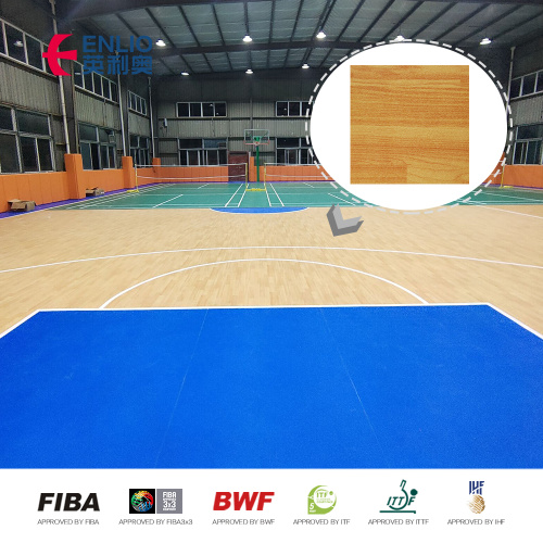 Custom pvc sportvloer indoor vinyl pvc vloertegel zoals hout geluid