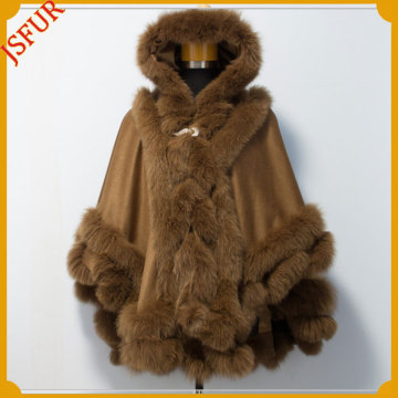 Luxury Hood Winter Shawl For Women Fox Capes