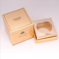 custom suare candle cream box with gold paper