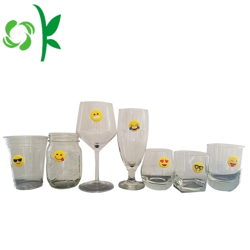 Cá nhân hoá Silicone Tuỳ chỉnh biểu tượng cảm xúc Sucker Wine Glass Marker