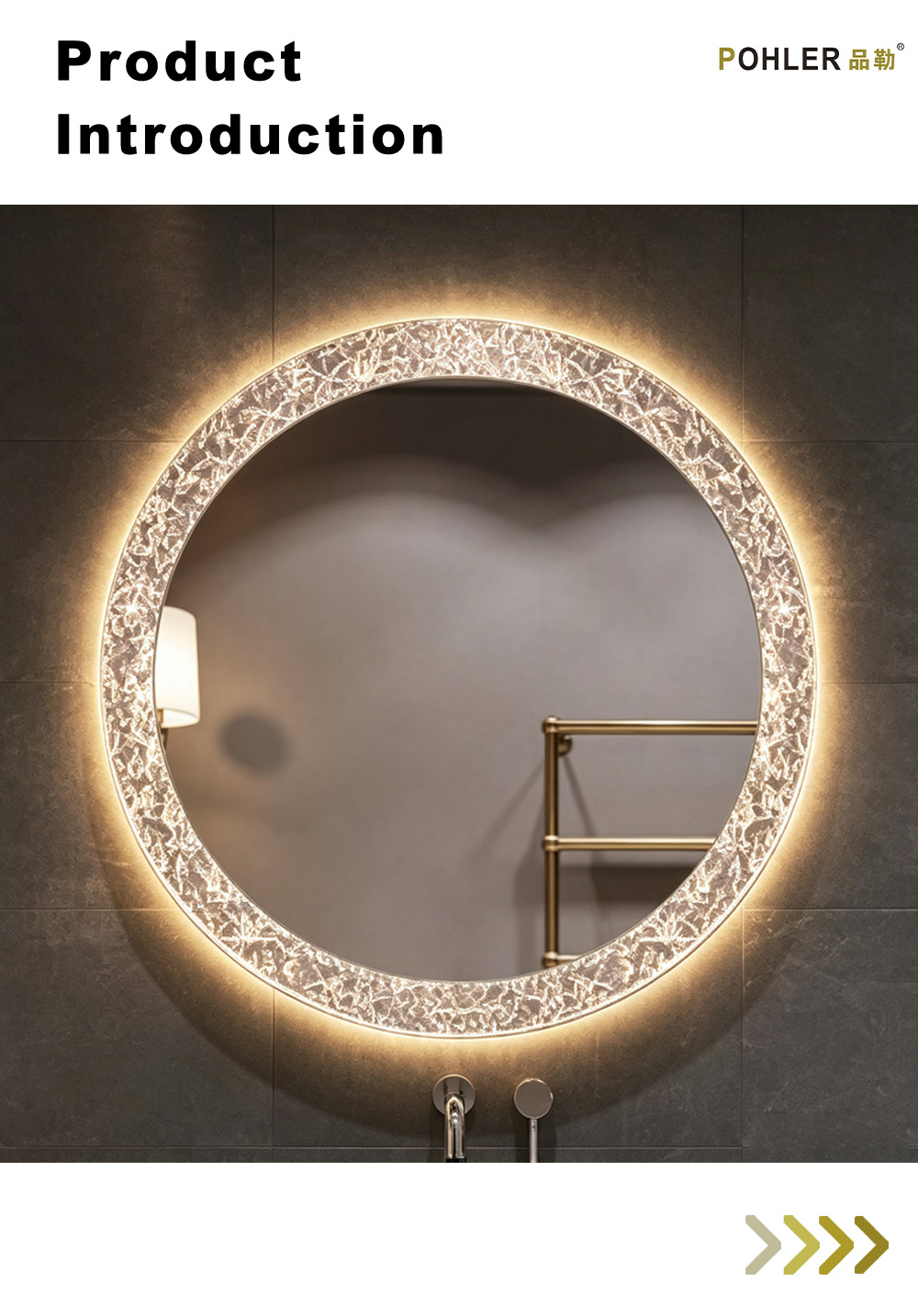 D080 Круглое зеркало со светодиодной подсветкой X D080 Round Ice Crack LED Mirror X