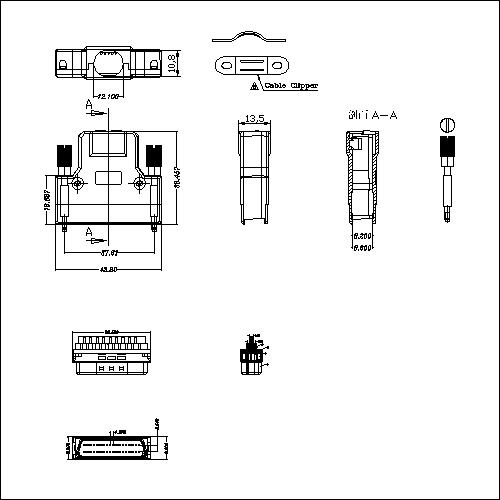1.27mm Series Shielded Backshell Kits 36P Str 1.27mm Series Shielded Backshell Kits 36P Str