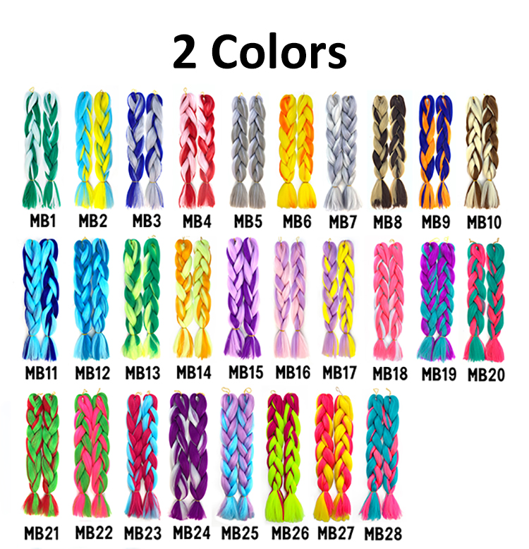 Ombre Jumbo Synthetic Braiding Hair Crochet Mix Colorful Synthetic Hair Extensions Jumbo Crochet Braids