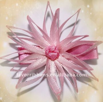 Pink handmade Satin Ribbon Bow Hair clip