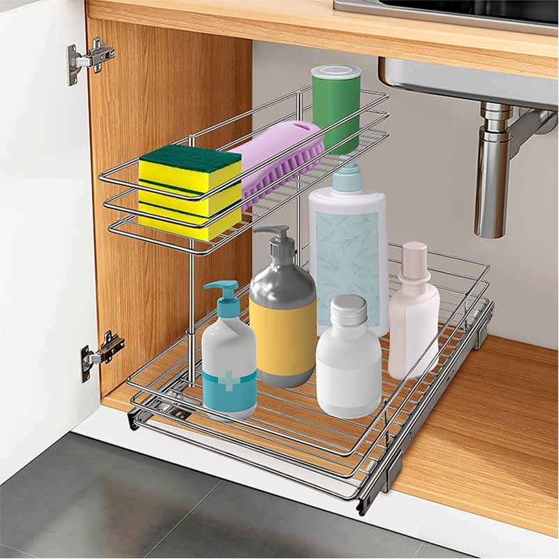 2 tier Pull Out Cabinet Organizer kitchentc