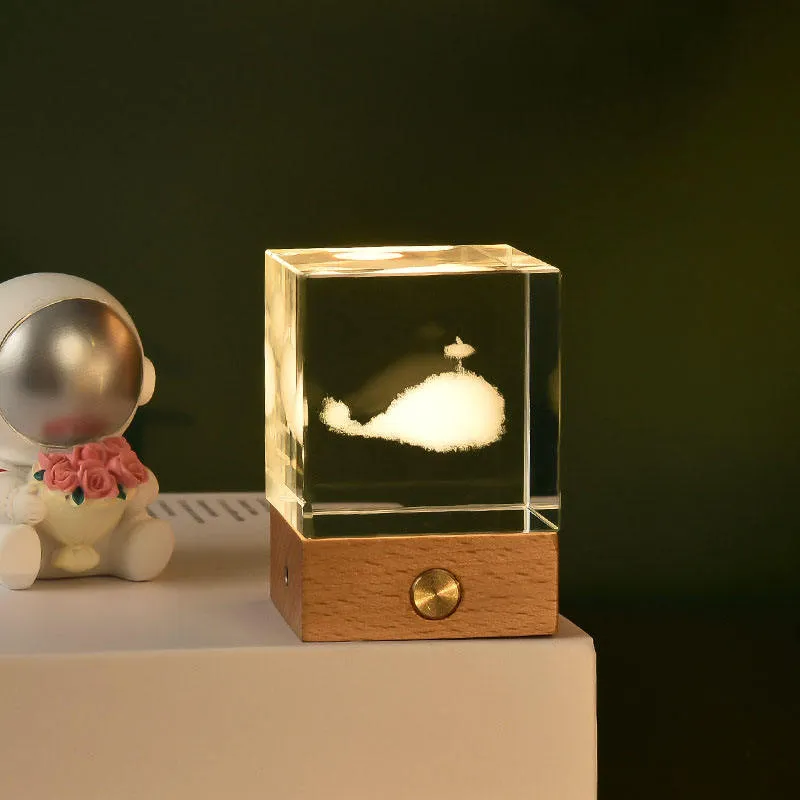Decorative 3D Laser Carved Wooden Glow Night Light