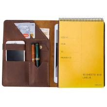 Handmade Leather Journal Cover - 9\" x 6\" Flip Portfolio