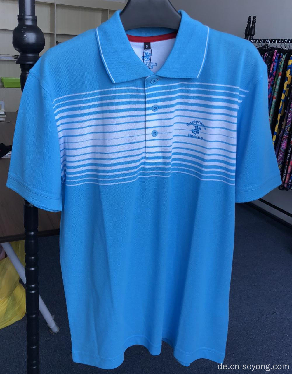 Herren T / C Garn gefärbte positionierte Streifen Polo-Shirts