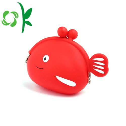 Fish Shape Children Silicone Coin Purse Without Zipper