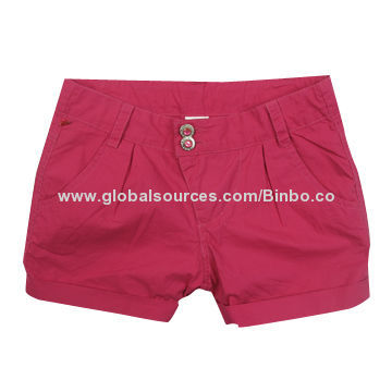 Girls' Cotton Woven Casual Shorts, Button/Zipper Closure, OEM and ODM Orders Welcomed