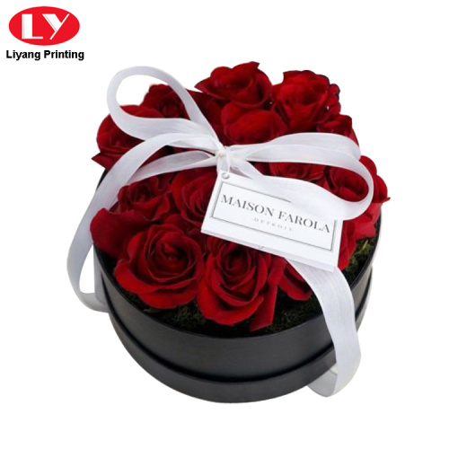 Cardboard Black Round Flower Rose Gift Box