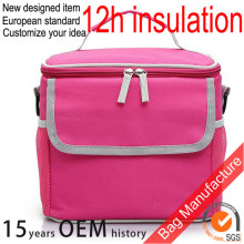 Red color 600D polyester insulated cooler bag tote