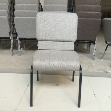 18.5" Grey Fabric Upholstered Worship Chair with Black Coating for Church