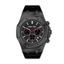 oem case waterproof leather band black men watch