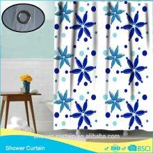 polyester printing beautiful flowers shower curtains blue