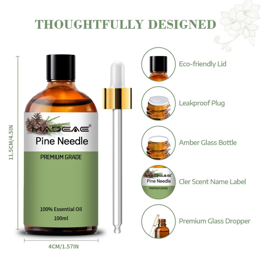 Aceite esencial de aguja de pino natural 100% puro para el aceite esencial de agujas de pino cosméticas