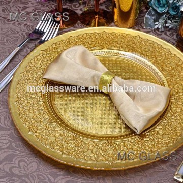 Abstract home decorative gold silver glass chargers plates