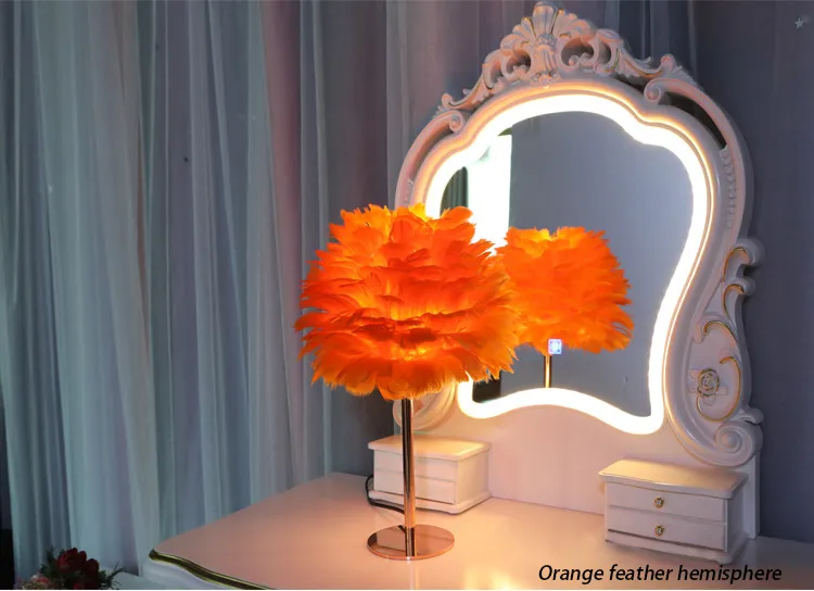 Elegant Rose Gold Feather Desk Lamp for Stylish Bedrooms