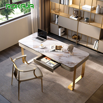 Golden Stainless Steel High-End Writing Drawing Table for Home and Office
