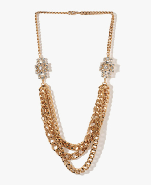 Multi-layer inlay CZ diamond gold necklace design 2012