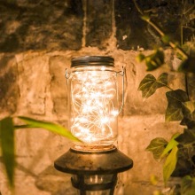 2021 OEM Glass LED Solar Bottle Mason Jar Light for Garden Decoration