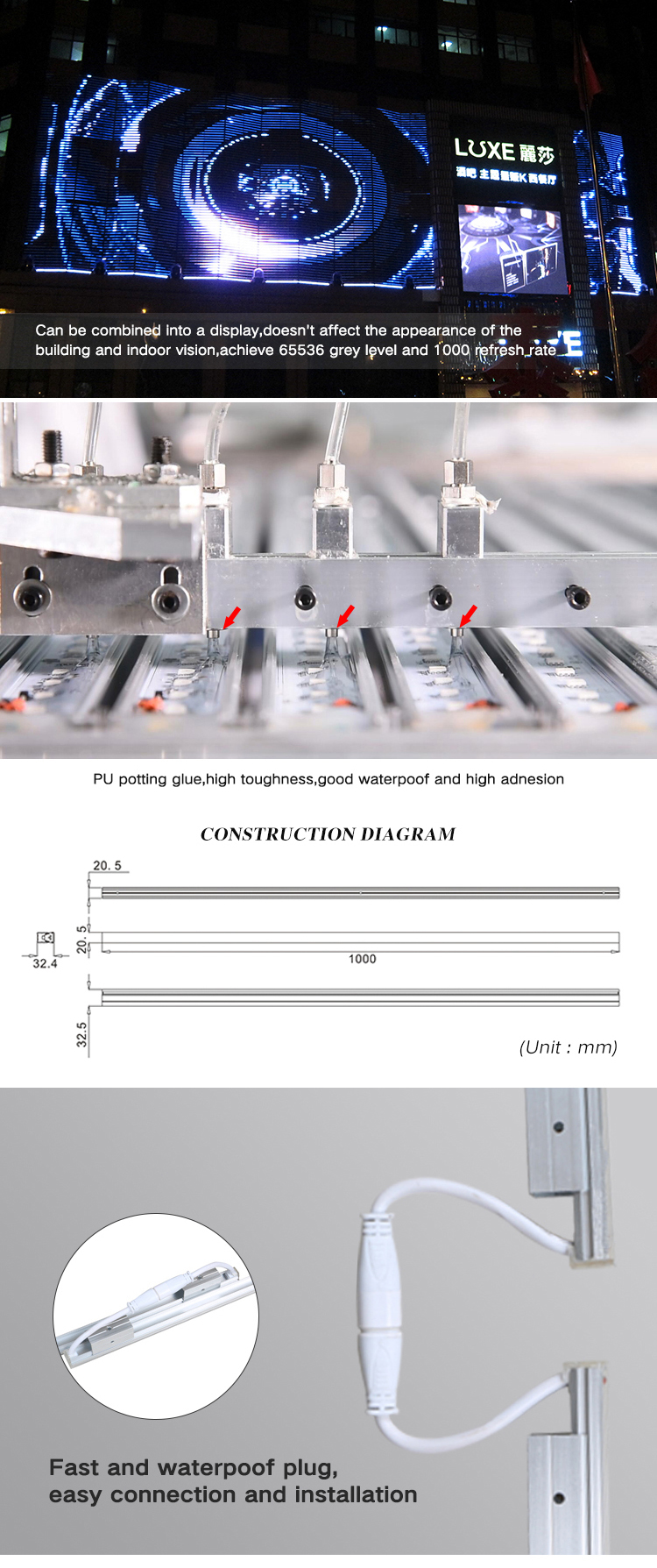 factory directly full color led dye lighting / wall wash light bar for outdoor building decorative