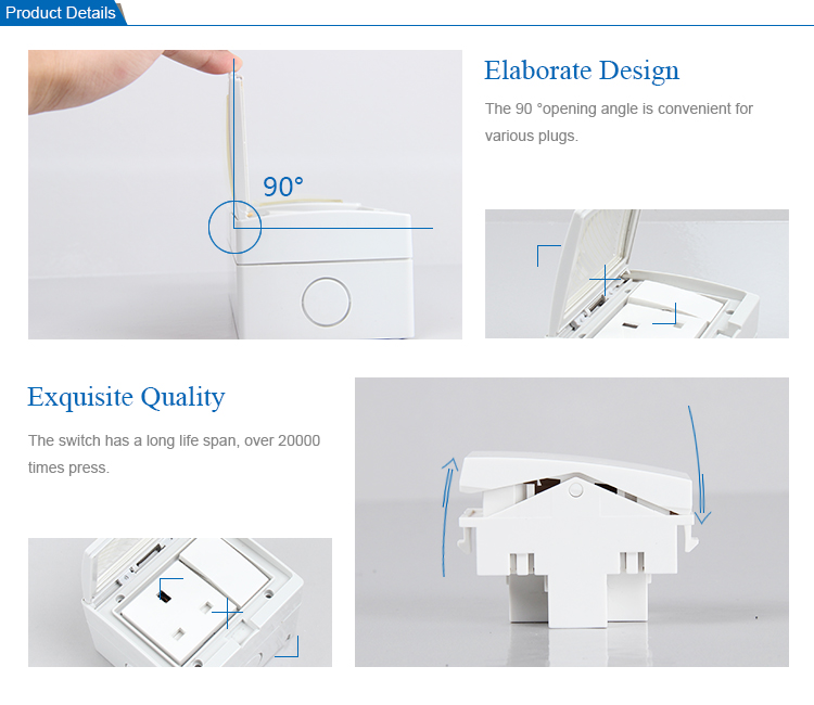 IP 55 Hot Sale Wall Mounting Waterproof Switch Socket