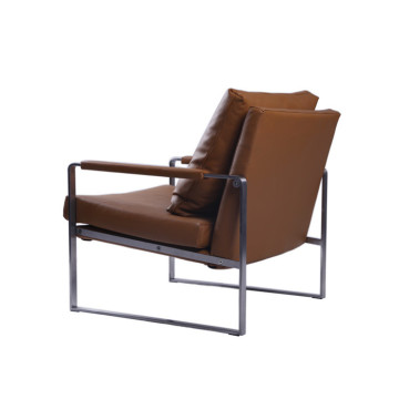 Modern Zara Stainless Steel Leather Chaise Lounge Chairs