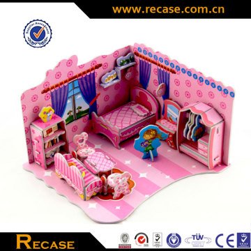 Promotional Cartoon House Model Paper Kids Pink House