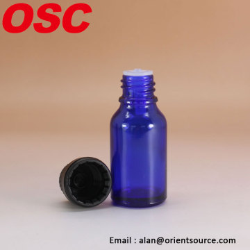 blue glass bottles with black cap orifice reducer
