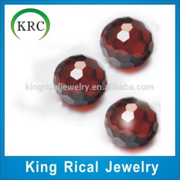 Red stone glass stones shining beads round glass stones loose gemstone for red beads