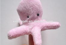 lovely cartoon pink little ocean animal kid's education tools pink octopus plush finger puppet toy doll