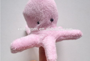 lovely cartoon pink little ocean animal kid's education tools pink octopus plush finger puppet toy doll