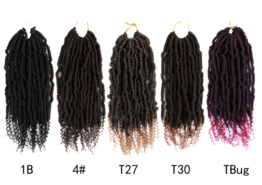 Bomb Twist Crochet Hair Extensions Solid And Ombre Color 12inch Synthetic Fiber Black Brown Curly Bomb Spring Twist Hair